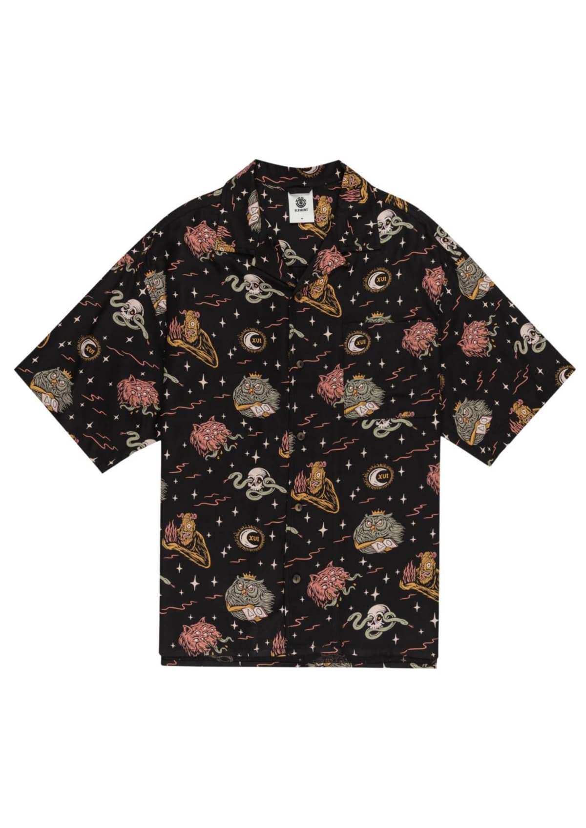 Element Resort Ss Overhemd Heren Zwart Dessin L