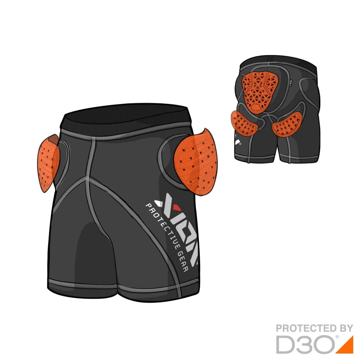Xion Freeride Dames Bescherm Broek Impact Short Zwart Xs/34 thumbnail 2