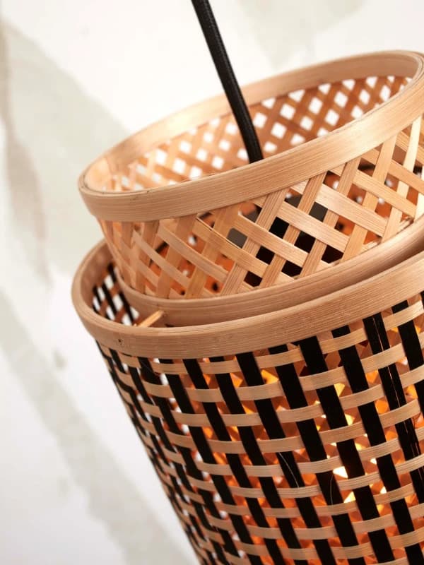 Good&Mojo Bamboe LED Hanglamp Bhutan | 1X E27 Max 60W | Natural/Black thumbnail 2