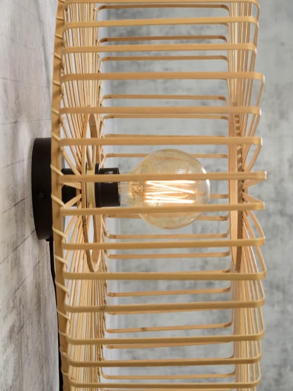Good&Mojo Bamboe LED Wandlamp Bromo | 1X E27 Max 60W | Natural/Black thumbnail 2