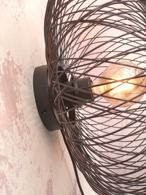 Good&Mojo Bamboe LED Wandlamp Cango | 1X E27 Max 60W | Black thumbnail 2