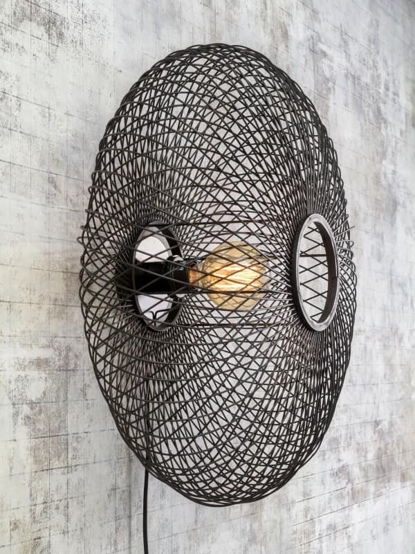 Good&Mojo Bamboe LED Wandlamp Cango | 1X E27 Max 60W | Black thumbnail 2