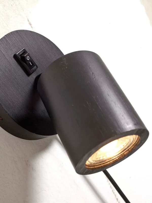 Good&Mojo Bamboe LED Wandlamp Java | 1X GU10 Max 3W | Black thumbnail 2