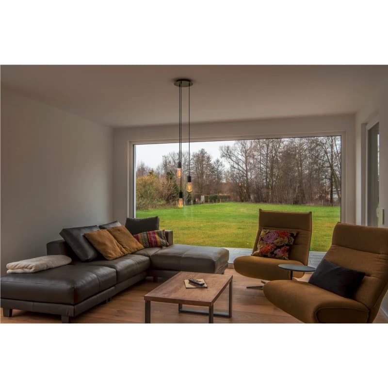 SLV Onderdeel | Plafondrozet, 3 uitgangen, rond, zwart, incl. trekontlastingen | FITU