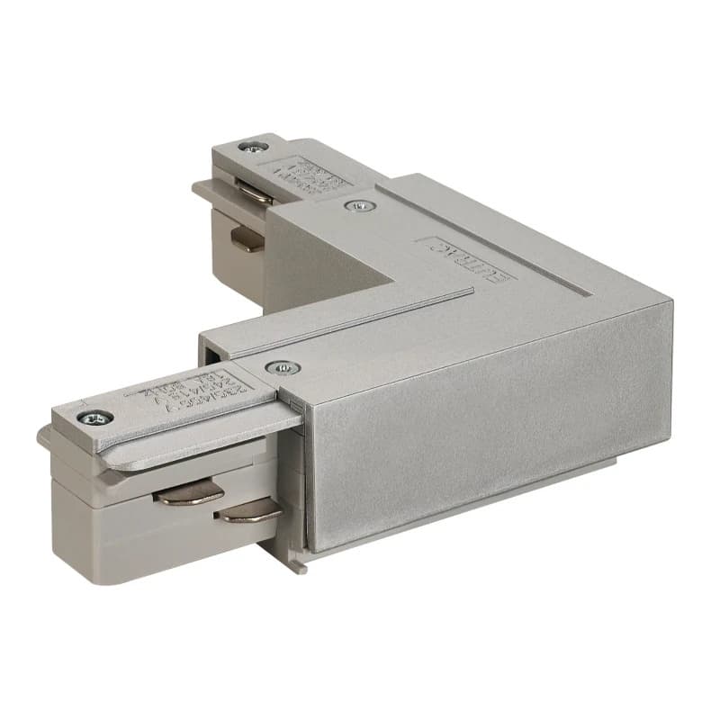 SLV Onderdeel | EUTRAC L-verbinder met voedingsmogelijkheid, aarde binnen, zilvergrijs | EUTRAC SYSTEM