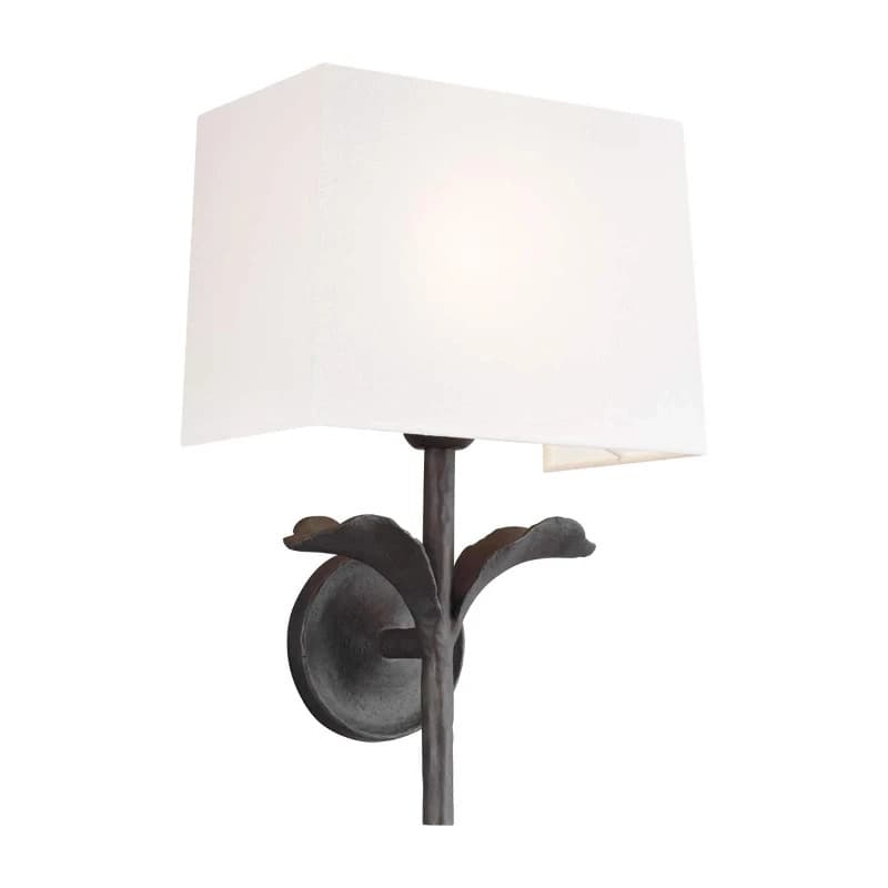 Feiss LED Wandlamp Georgia | 1X E27 Max 60W | Aged Iron and off white cotton shade