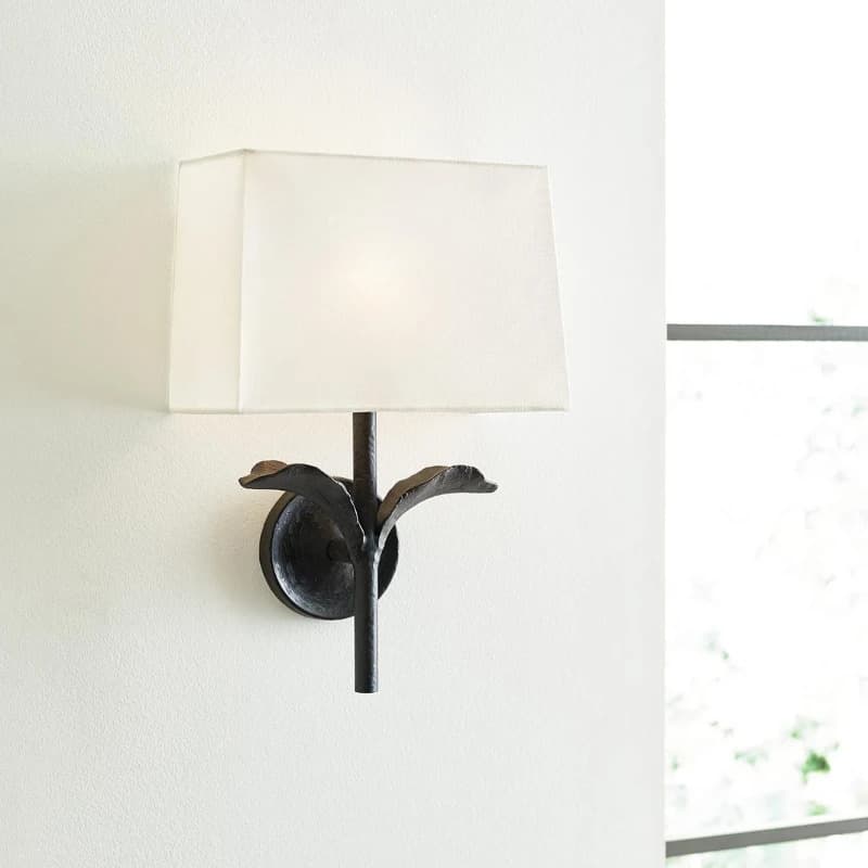 Feiss LED Wandlamp Georgia | 1X E27 Max 60W | Aged Iron and off white cotton shade thumbnail 2