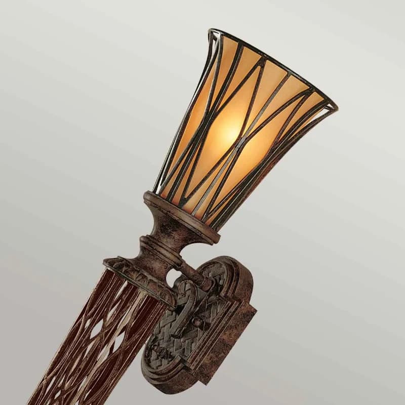 Feiss LED Wandlamp Triomphe | 1X E14 Max 60W | Firenze Gold with Amber Shade thumbnail 2