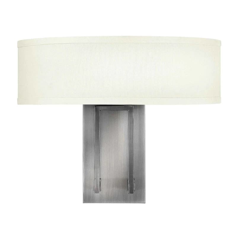 Hinkley LED Wandlamp Hampton | 2X E14 Max 40W | Antique Nickel, Ivory Shades