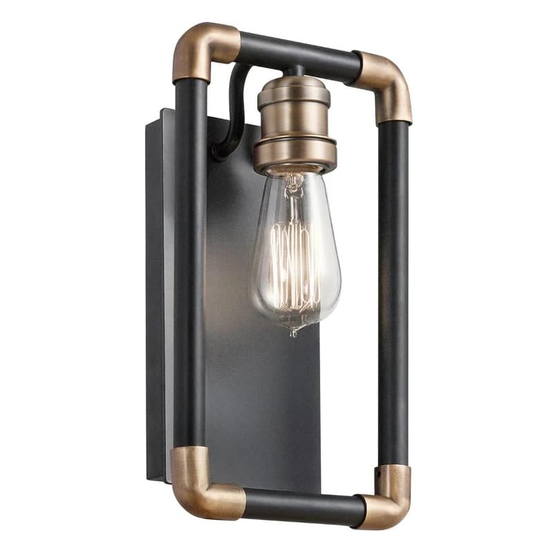 Kichler LED Wandlamp Imahn | 1X E27 Max 60W | Black and Natural Brass