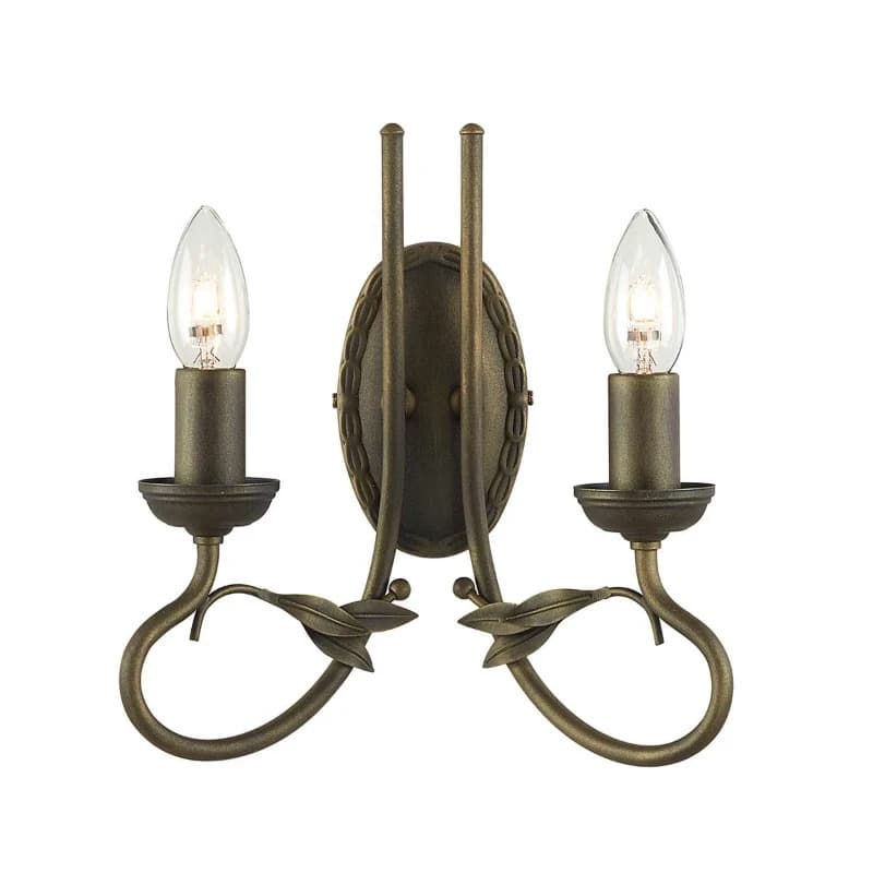 Elstead Lighting LED Wandlamp Olivia | 2X E14 Max 60W | Black/Gold Patina