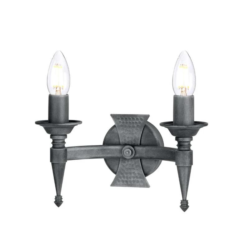 Elstead Lighting LED Wandlamp Saxon | 2X E14 Max 60W | Black/Silver Patina