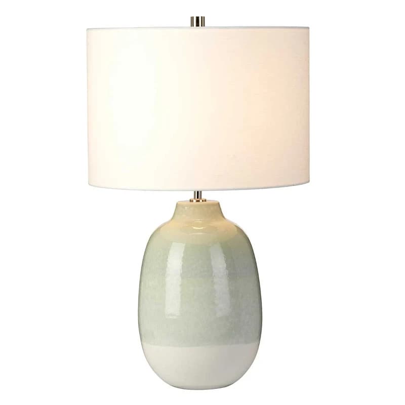 Elstead Lighting LED Tafellamp Chelsfield | 1X E27 Max 60W | Pale Green and White, White Shade.