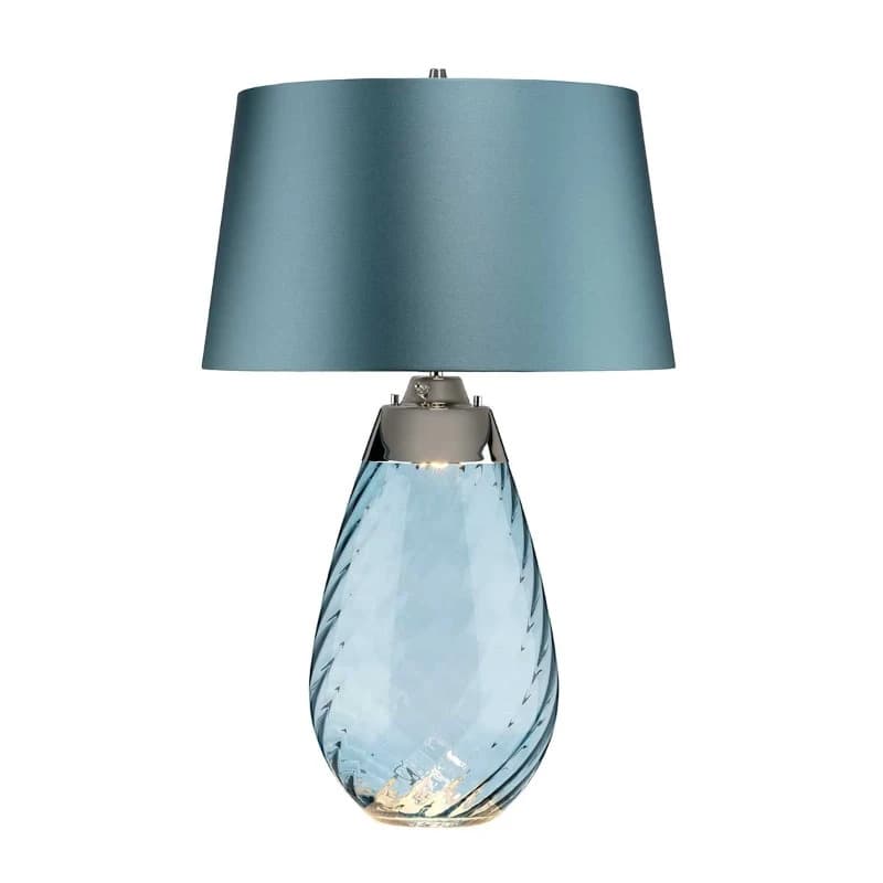 Elstead Lighting LED Tafellamp Lena - Blue | E27 60W 3000K 620Lm 830 | Blue-tinted Glass / Duck Egg Blue Shade