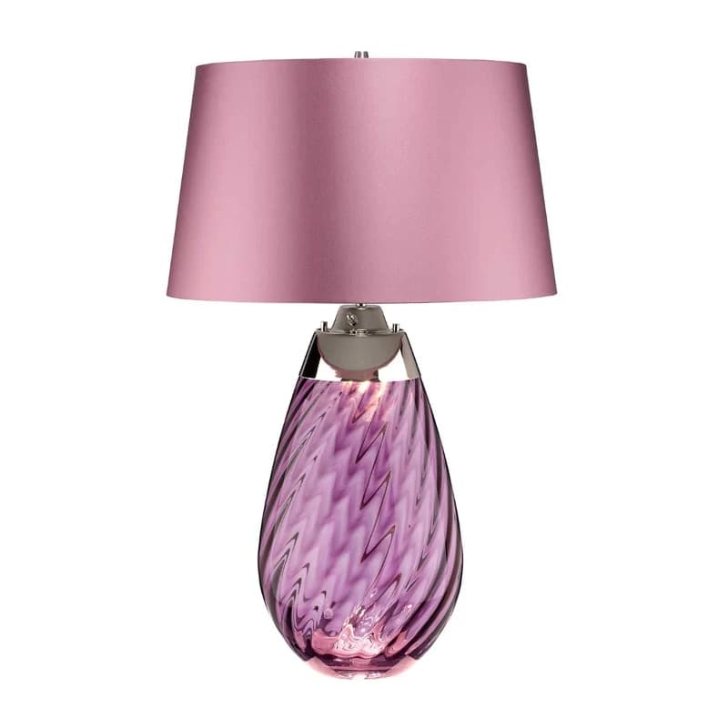 Elstead Lighting LED Tafellamp Lena - Plum | E27 60W 3000K 620Lm 830 | Plum-tinted Glass / Heather Shade