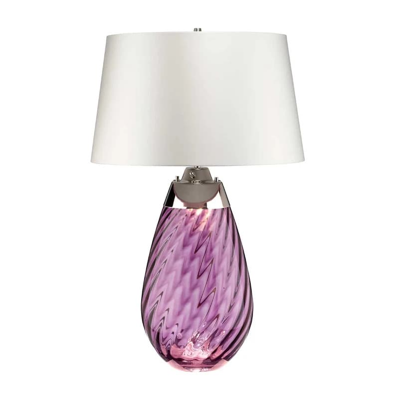 Elstead Lighting LED Tafellamp Lena - Plum | E27 60W 3000K 620Lm 830 | Plum-tinted Glass / Off-White Shade