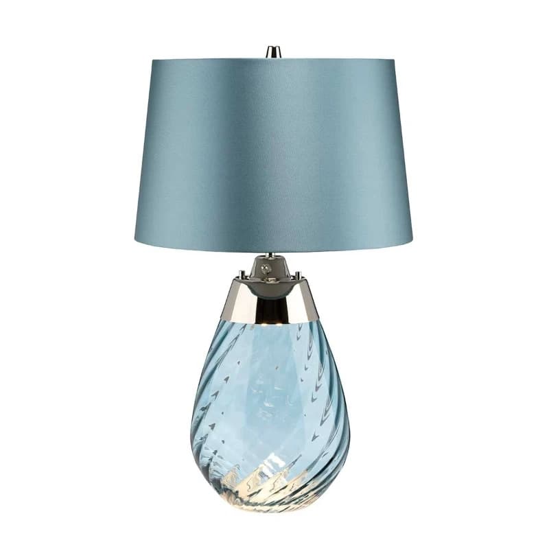 Elstead Lighting LED Tafellamp Lena - Blue | E27 60W 3000K 620Lm 830 | Blue-tinted Glass / Duck Egg Blue Shade