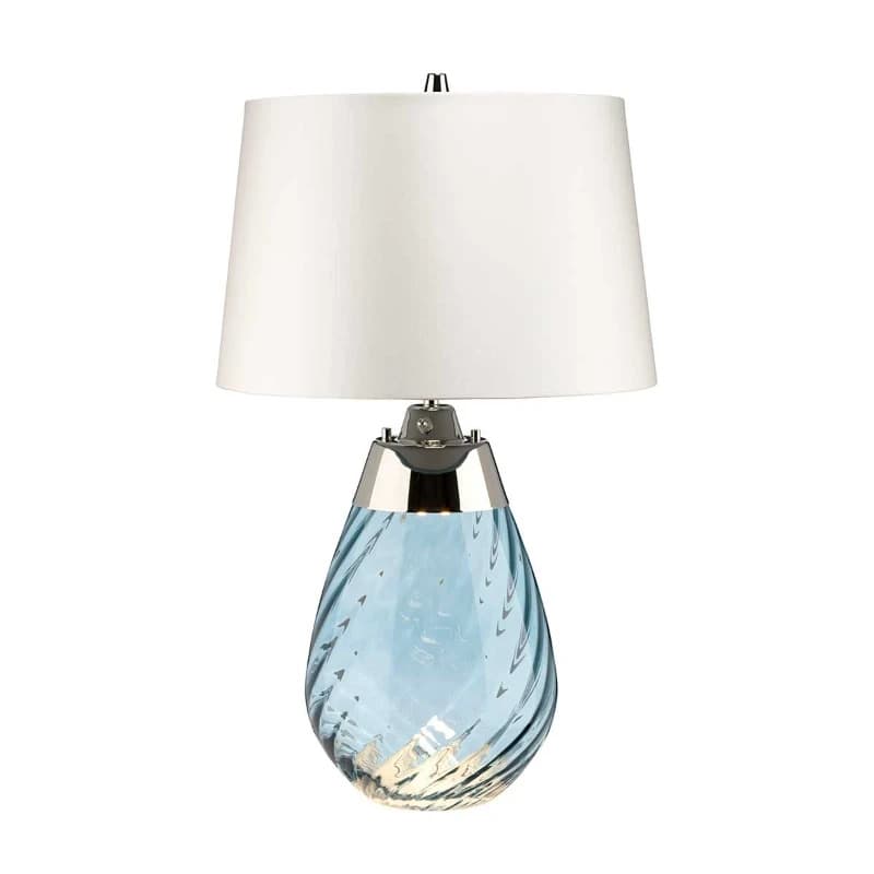 Elstead Lighting LED Tafellamp Lena - Blue | E27 60W 3000K 620Lm 830 | Blue-tinted Glass / Off-White Shade