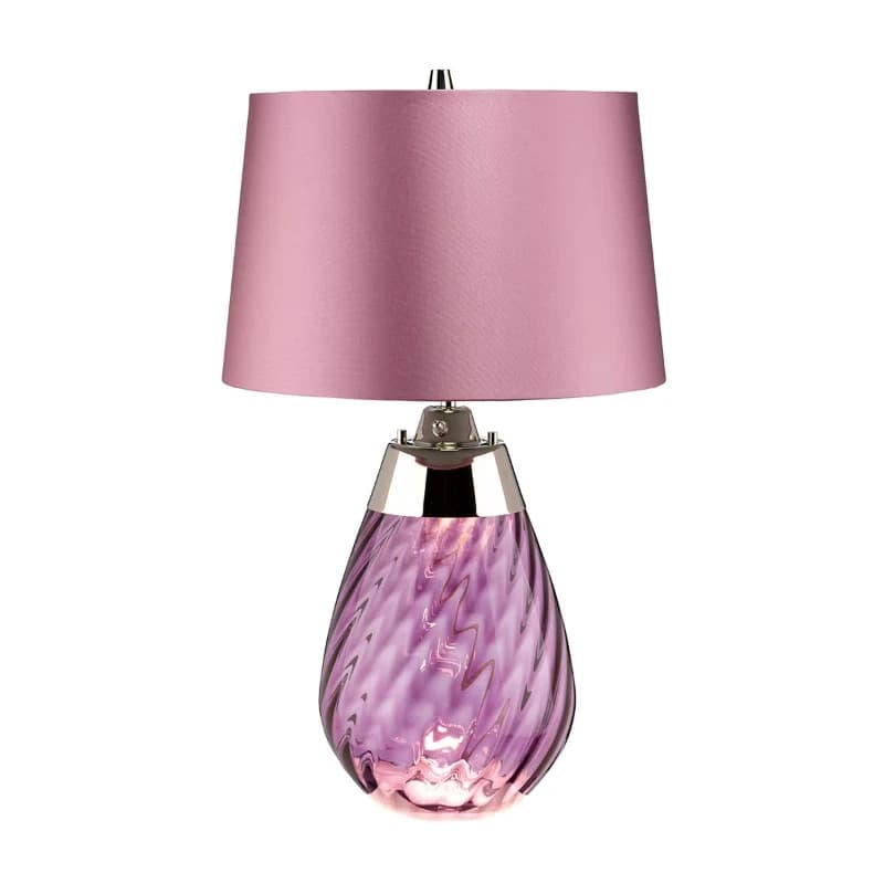 Elstead Lighting LED Tafellamp Lena - Plum | E27 60W 3000K 620Lm 830 | Plum-tinted Glass / Heather Shade