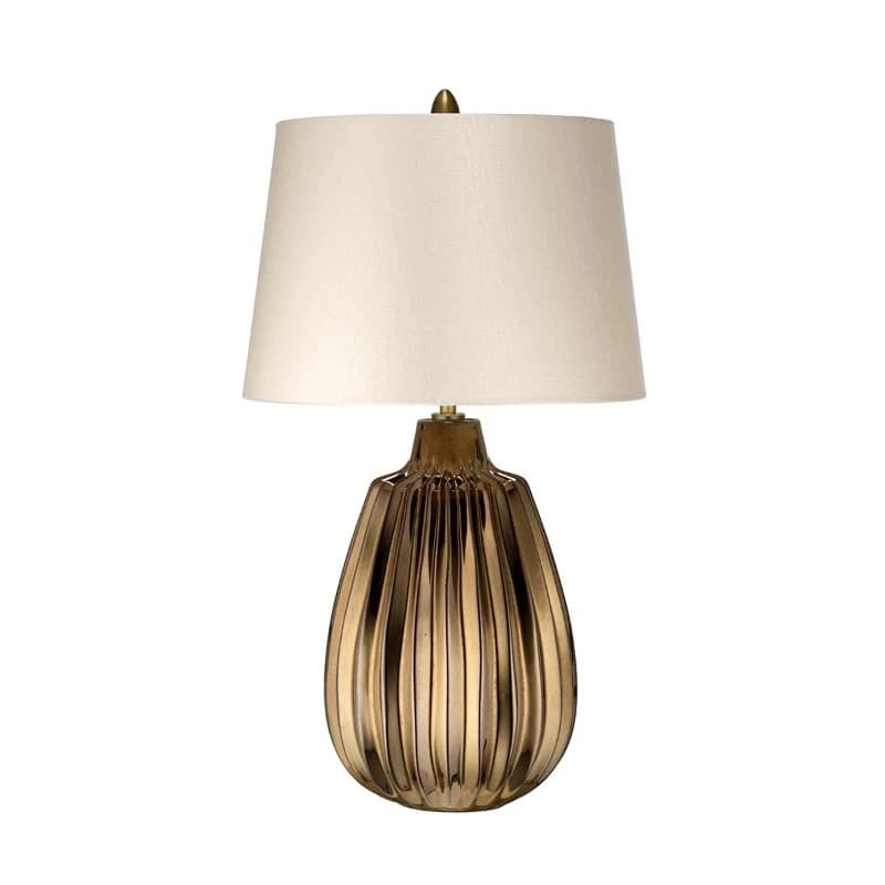 Elstead Lighting LED Tafellamp Newham | 1X E27 Max 60W | Bronze Ceramic / Pearl shade