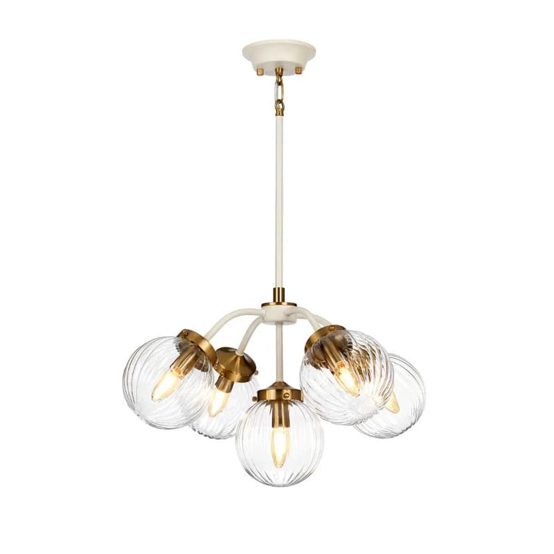 Elstead Lighting LED Hanglamp Cosmos | 5X E14 Max 8W | Dimbaar | Cream Painted and Aged Brass