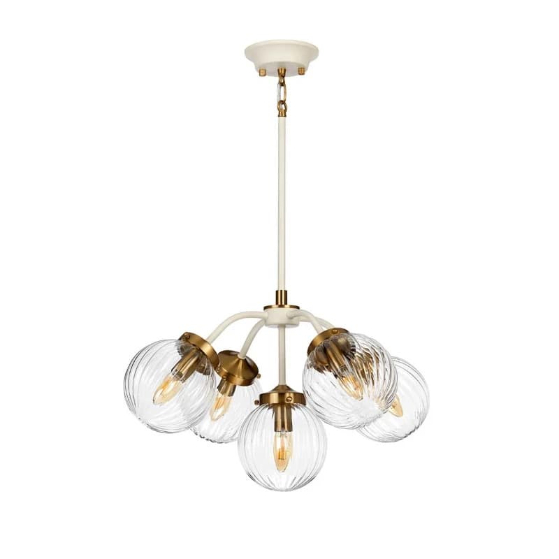 Elstead Lighting LED Hanglamp Cosmos | 5X E14 Max 8W | Dimbaar | Cream Painted and Aged Brass thumbnail 2