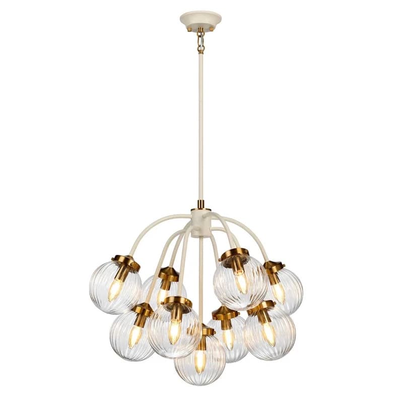 Elstead Lighting LED Hanglamp Cosmos | 9X E14 Max 8W | Dimbaar | Cream Painted and Aged Brass