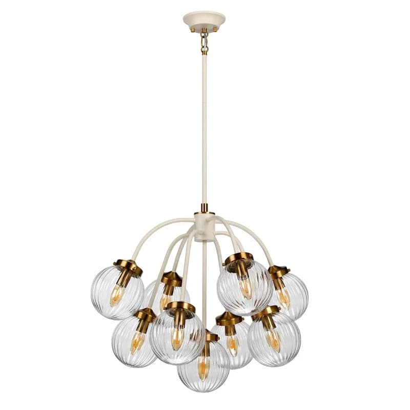 Elstead Lighting LED Hanglamp Cosmos | 9X E14 Max 8W | Dimbaar | Cream Painted and Aged Brass thumbnail 2