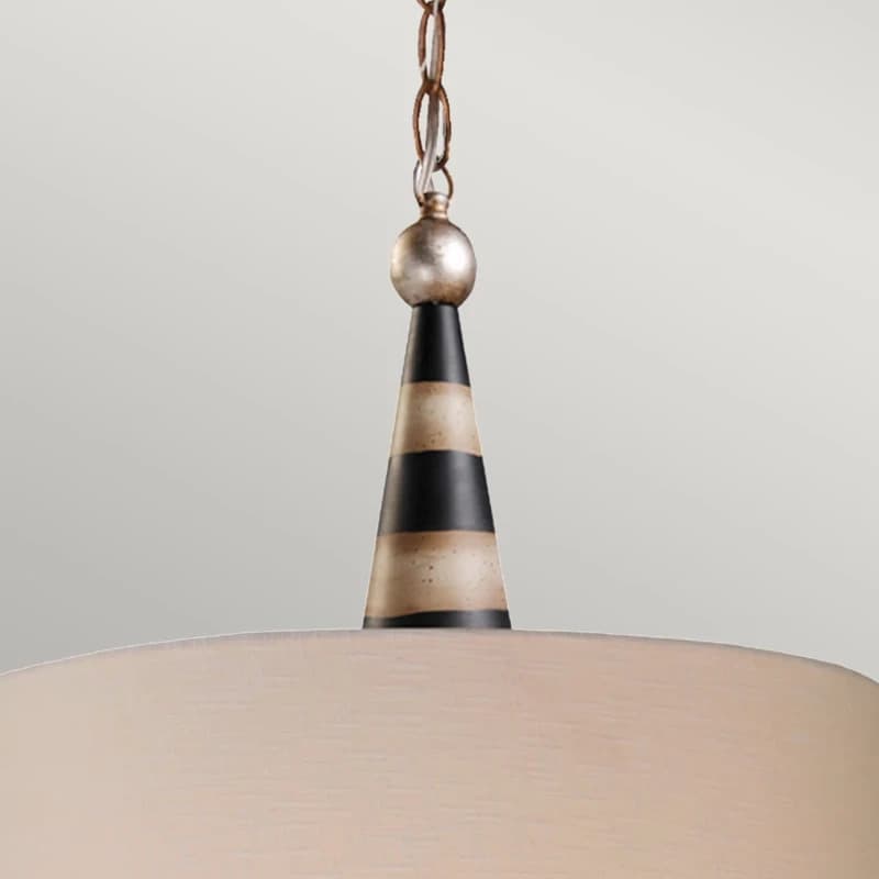 Flambeau LED Hanglamp Flambeau | 2X E27 Max 60W | Dimbaar | Black, Cream and Gold Leaf, with Taupe linen shade thumbnail 2