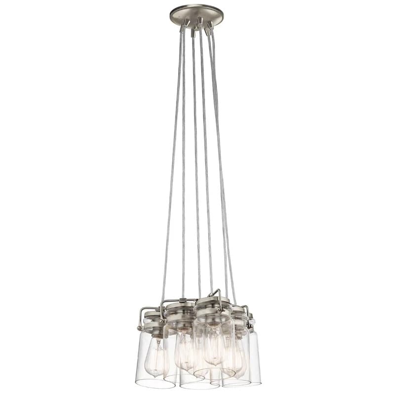 Kichler LED Hanglamp Brinley | 6X E27 Max 60W | Dimbaar | Brushed Nickel
