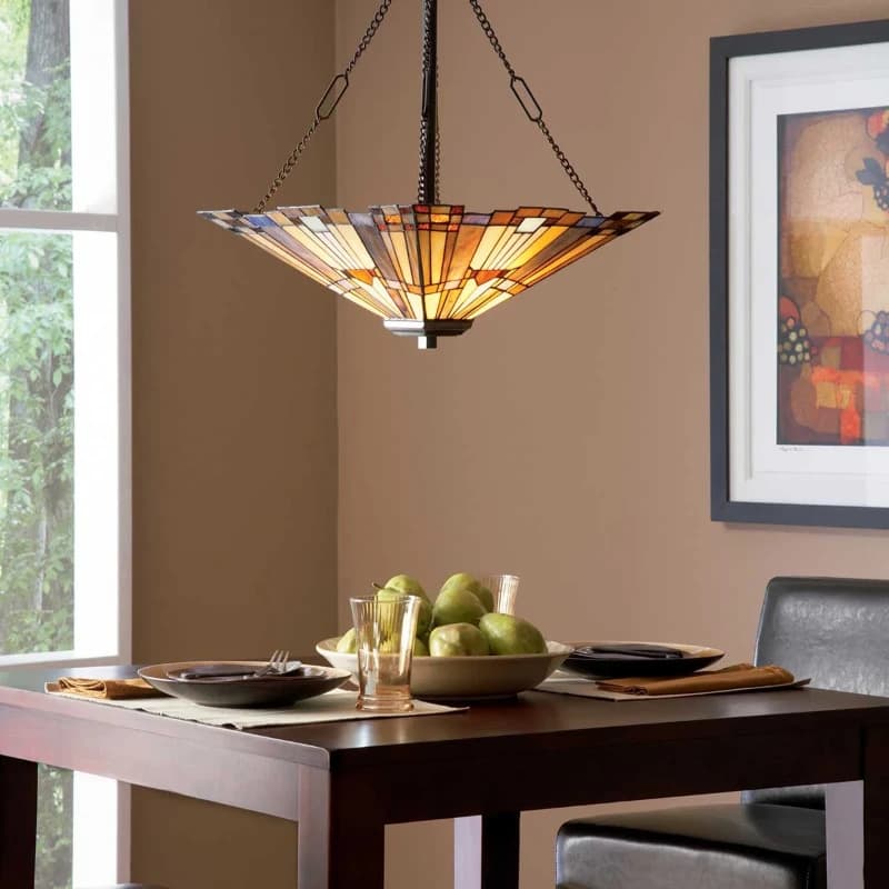 Quoizel Tifanny LED Hanglamp Inglenook | 3X E27 Max 60W | Dimbaar | Valiant Bronze thumbnail 2