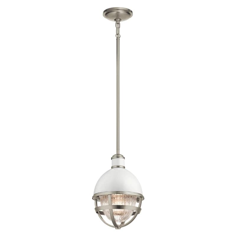 Kichler LED Hanglamp Tollis | 1X E27 Max 40W | Dimbaar | Brushed Nickel&White