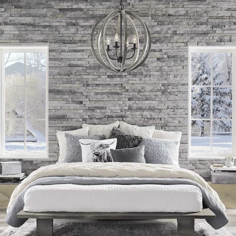 Feiss LED Hanglamp Allier | 4X E14 Max 60W | Dimbaar | Weathered Oak Wood/Antique Forged Iron thumbnail 2