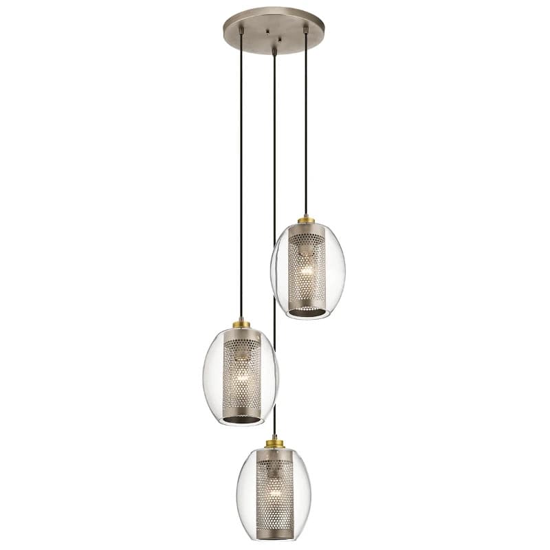 Kichler LED Hanglamp Asher II | 3X E27 Max 60W | Dimbaar | Antique Pewter