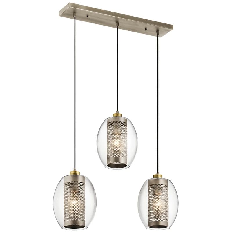Kichler LED Hanglamp Asher II | 3X E27 Max 60W | Dimbaar | Antique Pewter