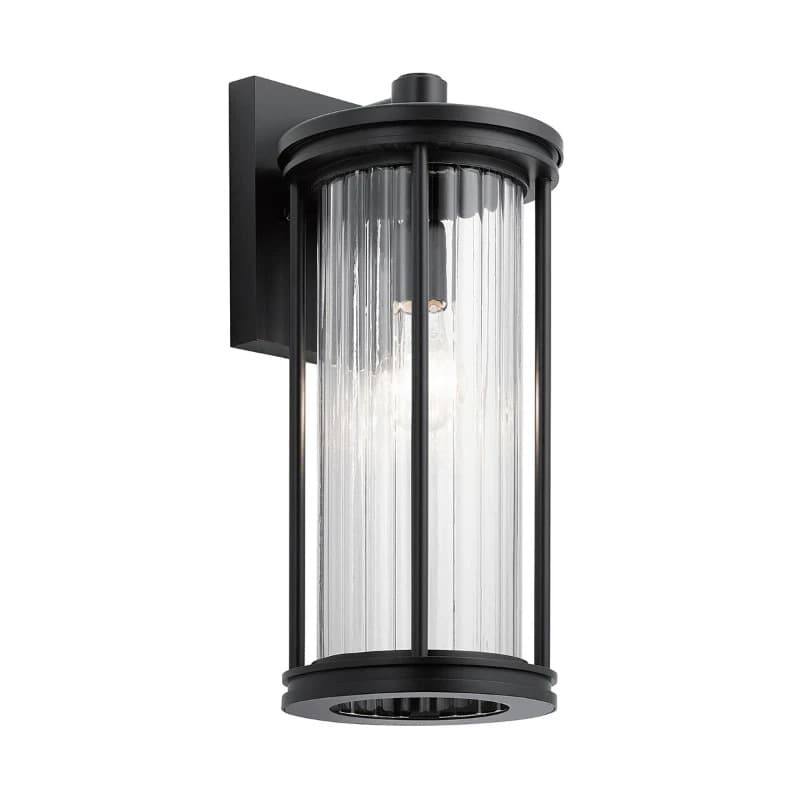Kichler LED Wand Buitenlamp Barras | 1X E27 Max 40W | IP44 | Dimbaar | Black