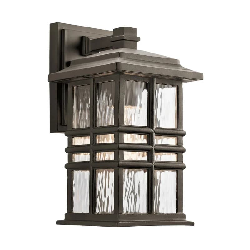 Kichler LED Wand Buitenlamp Beacon Square | 1X E27 Max 60W | IP44 | Dimbaar | Olde Bronze