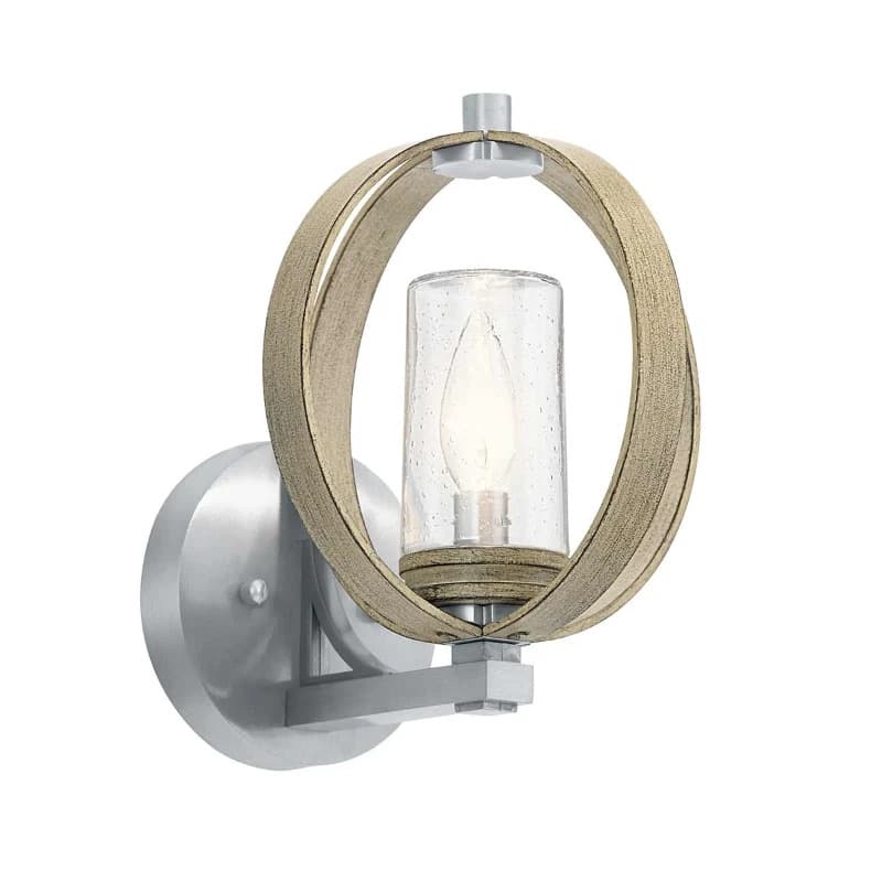 Kichler LED Wand Buitenlamp Grand Bank | 1X E14 Max 40W | IP44 | Dimbaar | Distressed Antique Grey&Brushed Aluminium
