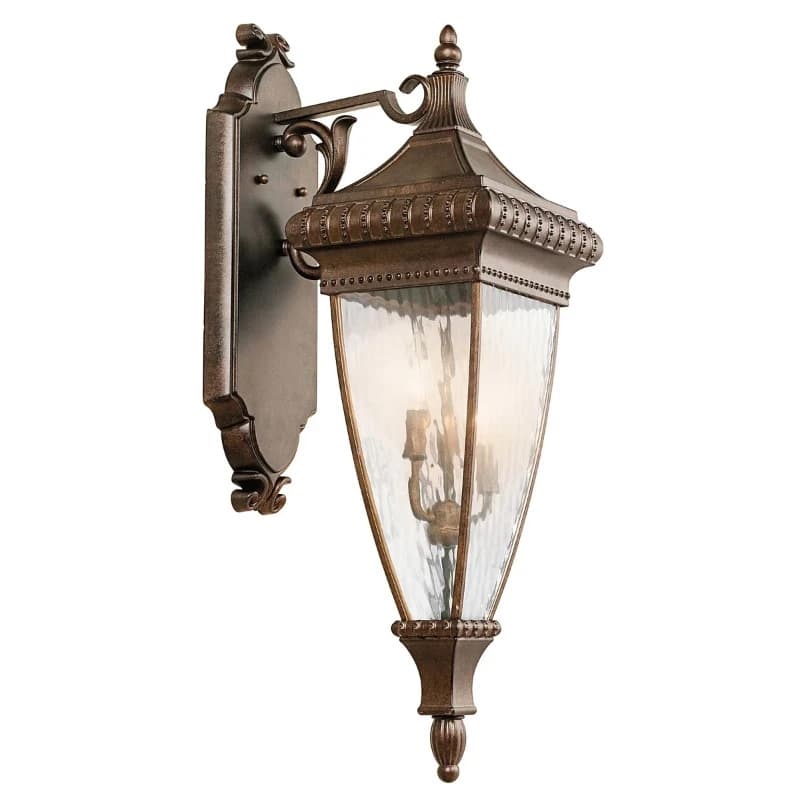 Kichler LED Wand Buitenlamp Venetian Rain | 3X E14 Max 60W | IP44 | Dimbaar | Brushed Bronze
