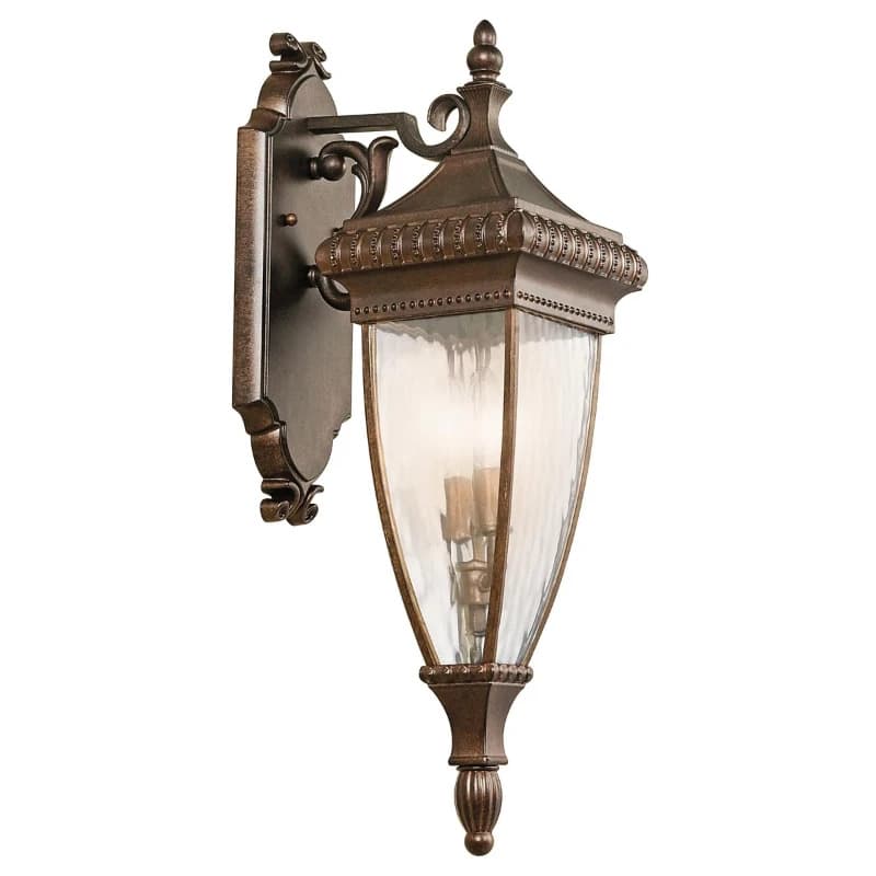 Kichler LED Wand Buitenlamp Venetian Rain | 2X E14 Max 60W | IP44 | Dimbaar | Brushed Bronze