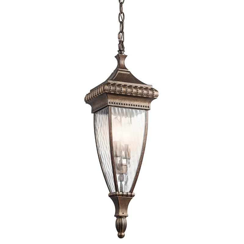 Kichler LED Buiten Hanglamp Venetian Rain | 2X E14 Max 60W | Dimbaar | Brushed Bronze