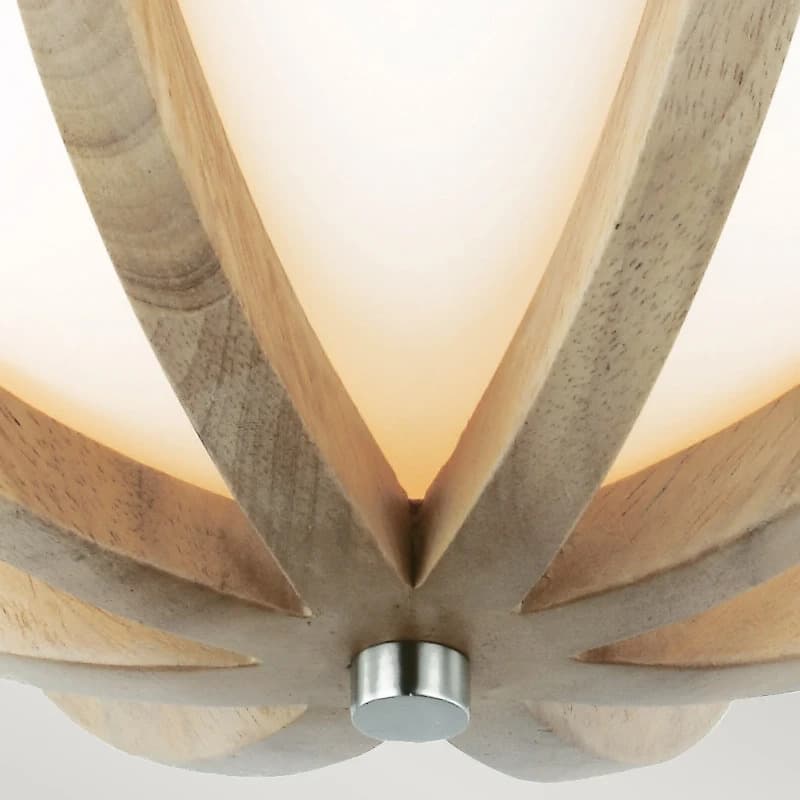 Feiss LED Plafondlamp Allier | 2X E27 Max 60W | Dimbaar | Light Wood/Brushed Steel thumbnail 2