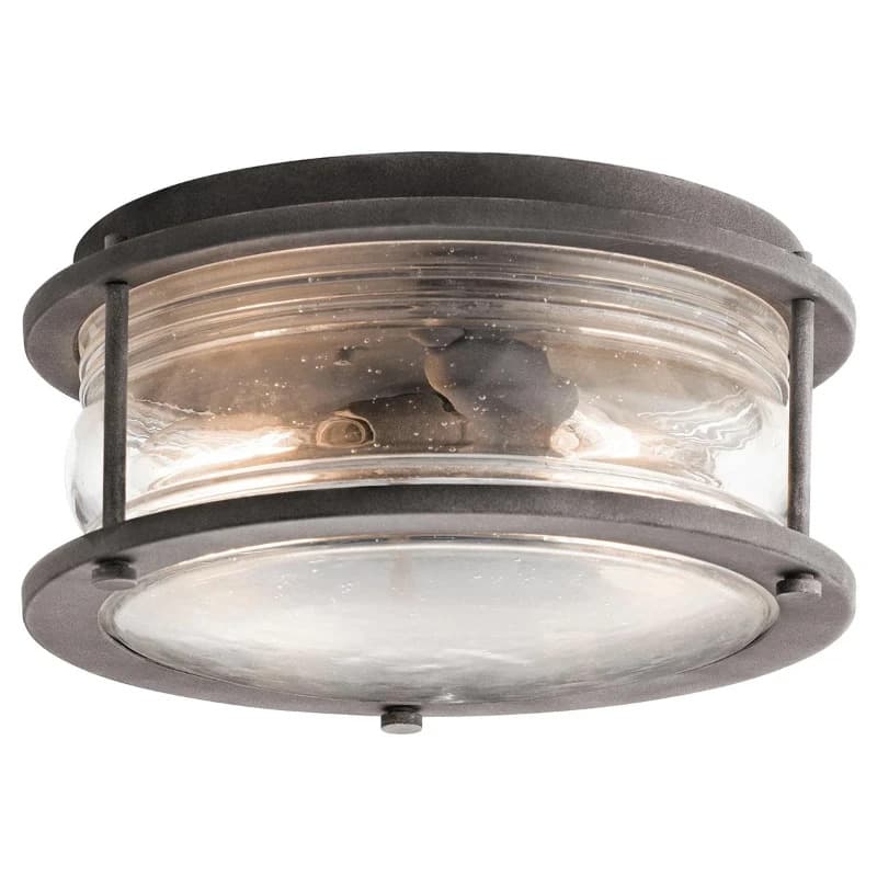 Kichler LED Plafond Buitenlamp Ashland Bay | 1X E27 Max 60W | IP44 | Dimbaar | Weathered Zinc