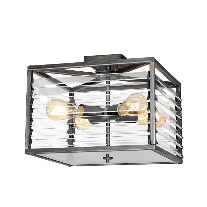 Elstead Lighting LED Plafondlamp Louvre | 4X E27 Max 60W | Dimbaar | Painted Gunmetal