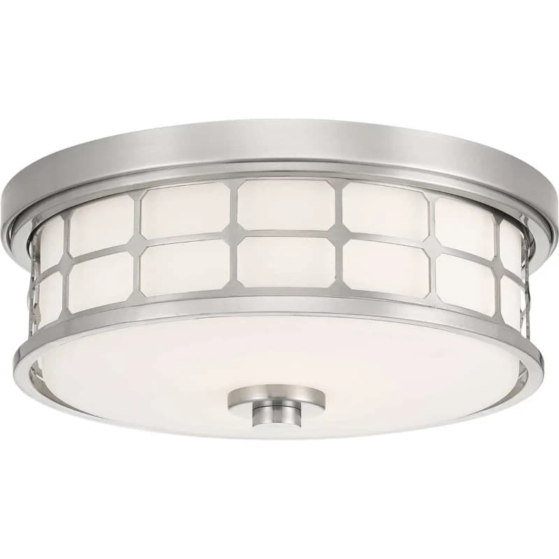 Quoizel LED Plafond Badkamerlamp Guardian | 2X E27 Max 60W | IP44 | Dimbaar | Brushed Nickel