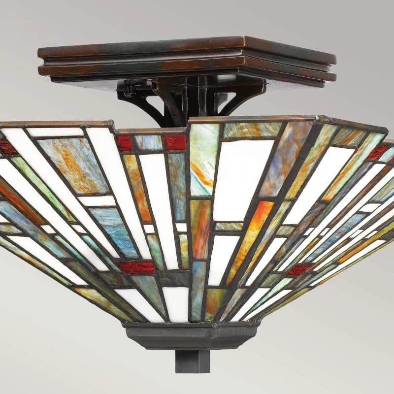 Quoizel Tifanny LED Plafondlamp Maybeck | 2X E27 Max 60W | Dimbaar | Valiant Bronze thumbnail 2