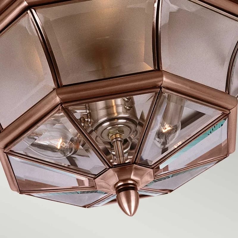 Quoizel LED Buitenlamp Newbury | 3X E14 Max 60W | IP44 | Dimbaar | Lacquered Aged Copper thumbnail 2
