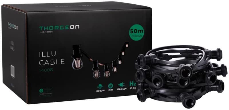 Thorgeon Prikkabel | 50 Meter 50X E27 | IP44 | Max 2000W