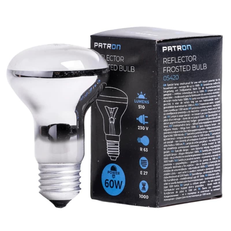 Patron E27 R63 Reflector Gloeilamp | 60W 2700K Mat | Dimbaar