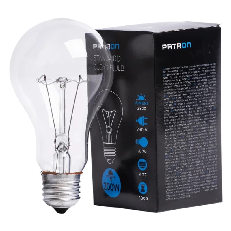 Patron E27 Gloeilamp | 200W 2700K 2820Lm | Dimbaar